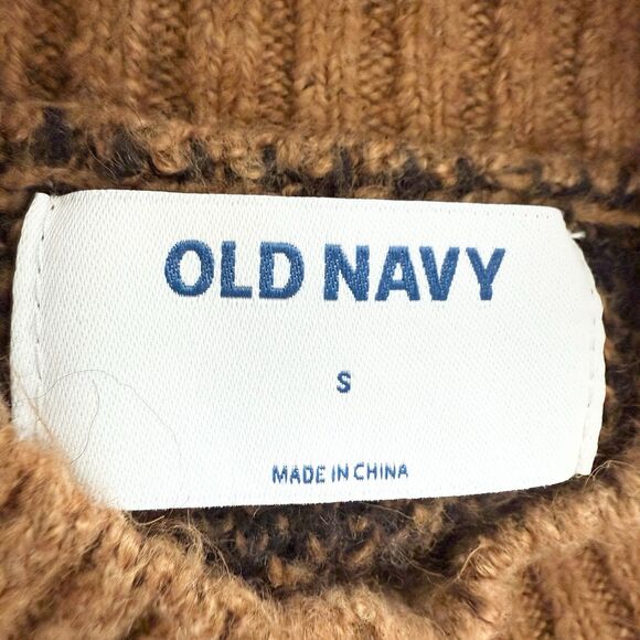 Old Navy Leopard Print Sweater Womens Small Brown Black Mock Neck Pullover - Picture 5 of 8